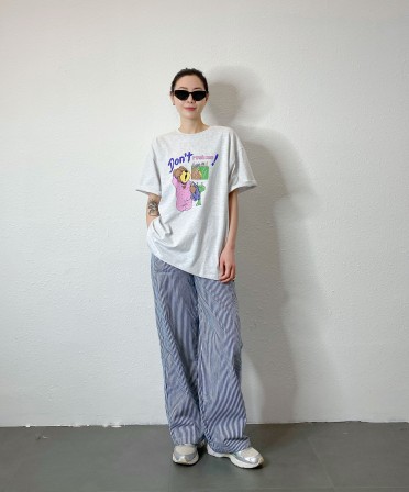 Grey Cartoon Oversized Tee #250320